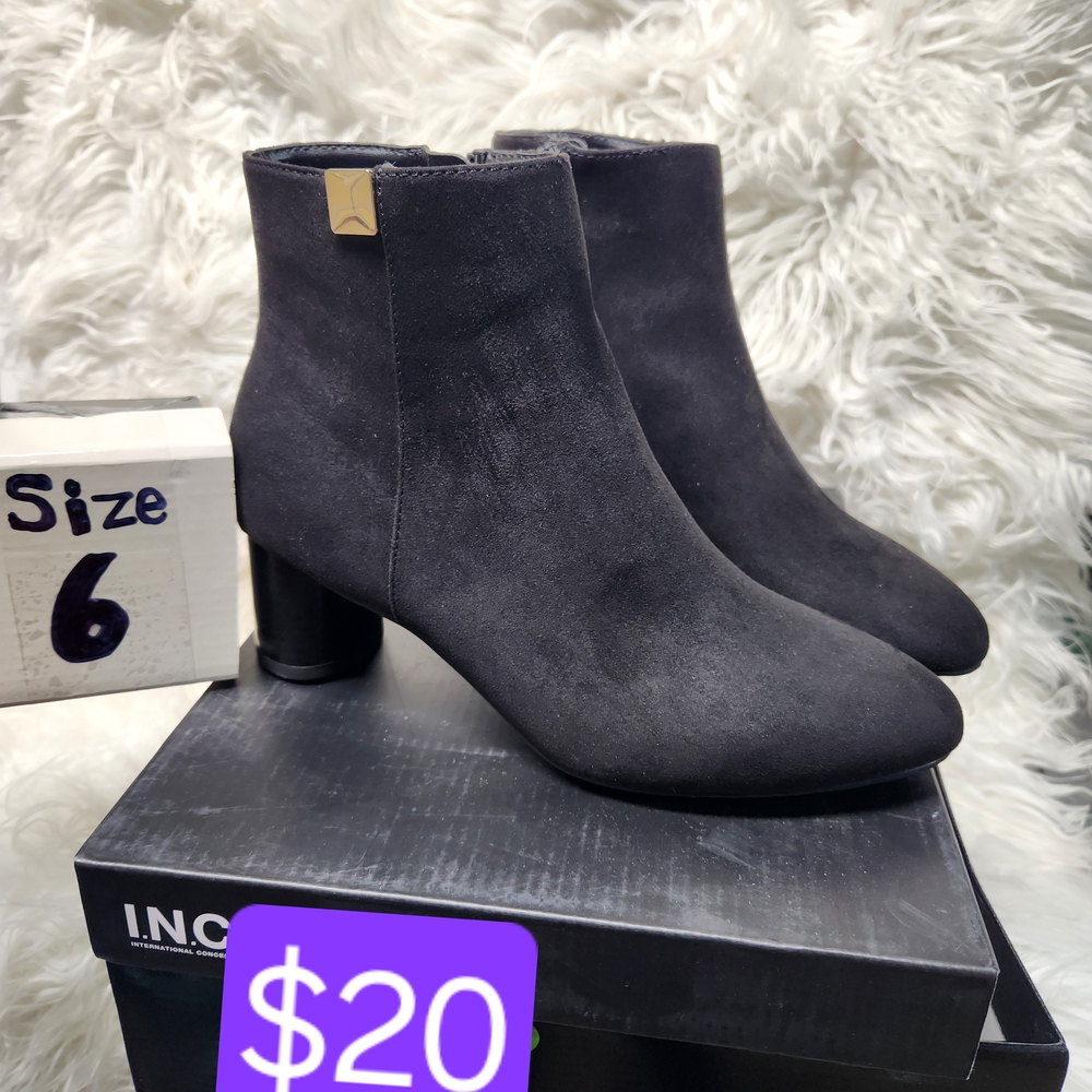Macy's - INC SYLUS Black Suede Ankle Booties